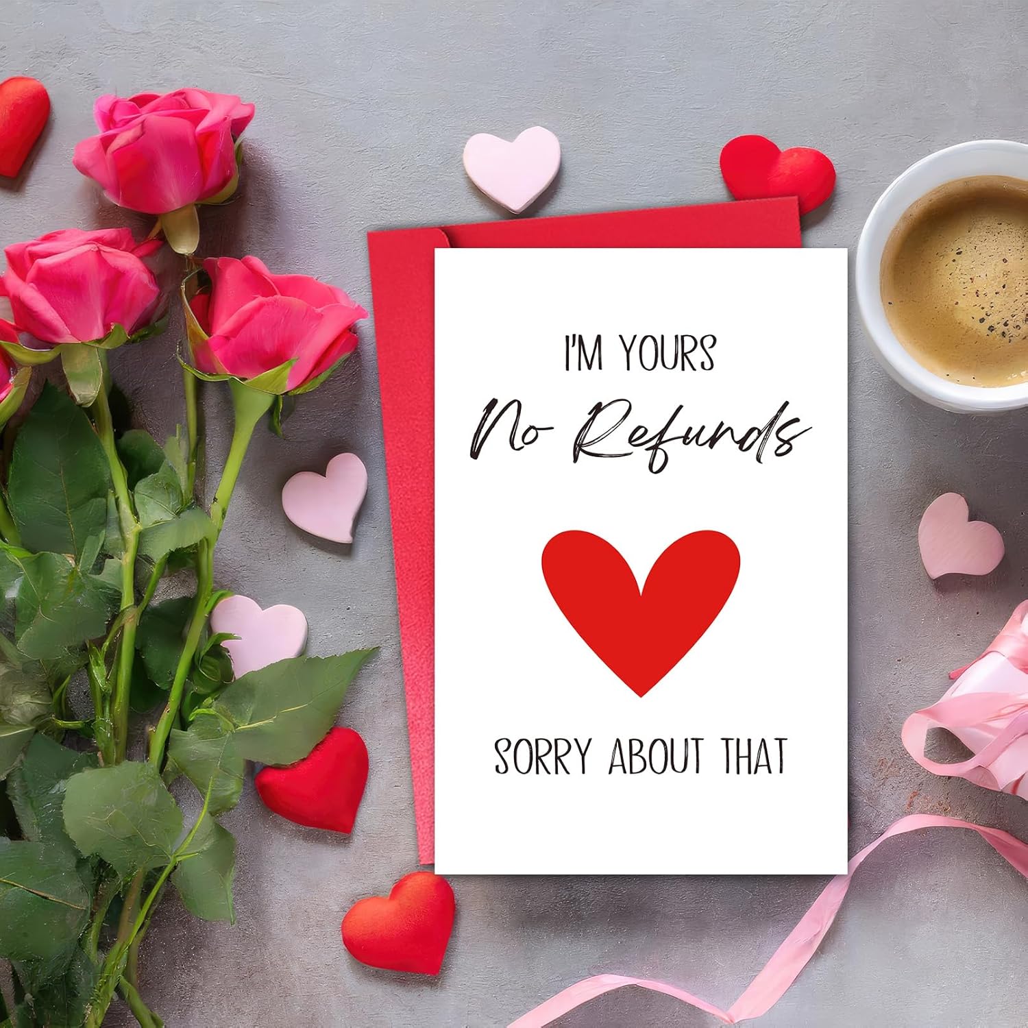 Funny Valentines Day Card For Him Her Husband Wife Dad Mom, Lovely Valentines Day Card From Spouse Daughter Son Kids (I'M Yours No Refunds)