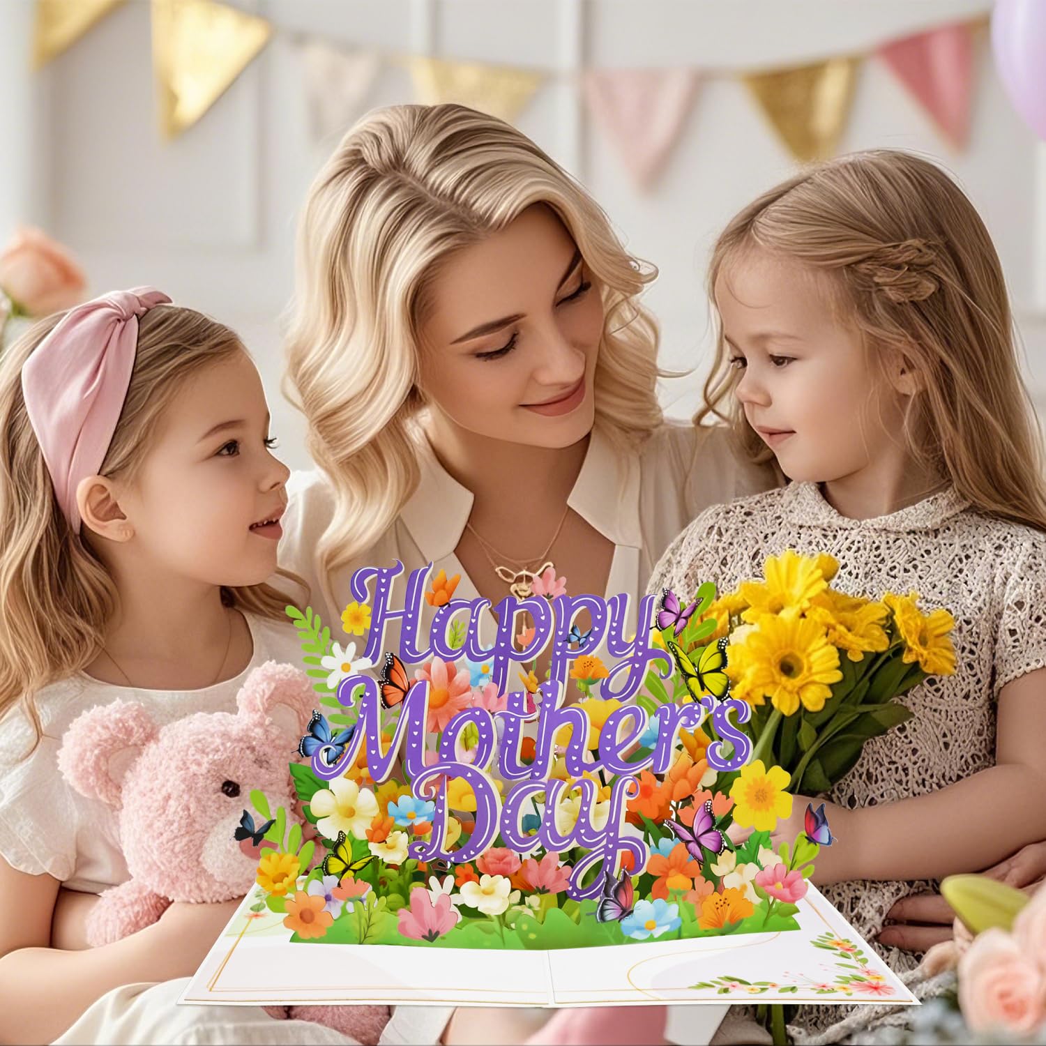 Mothers Day Pop Up Card For Mom, Happy Mothers Day 3D Floral Flower Pop Up Greeting Card With Envelope - 8"X6" Handcrafted Mother'S Day Cards Gift For Grandma Women Wife