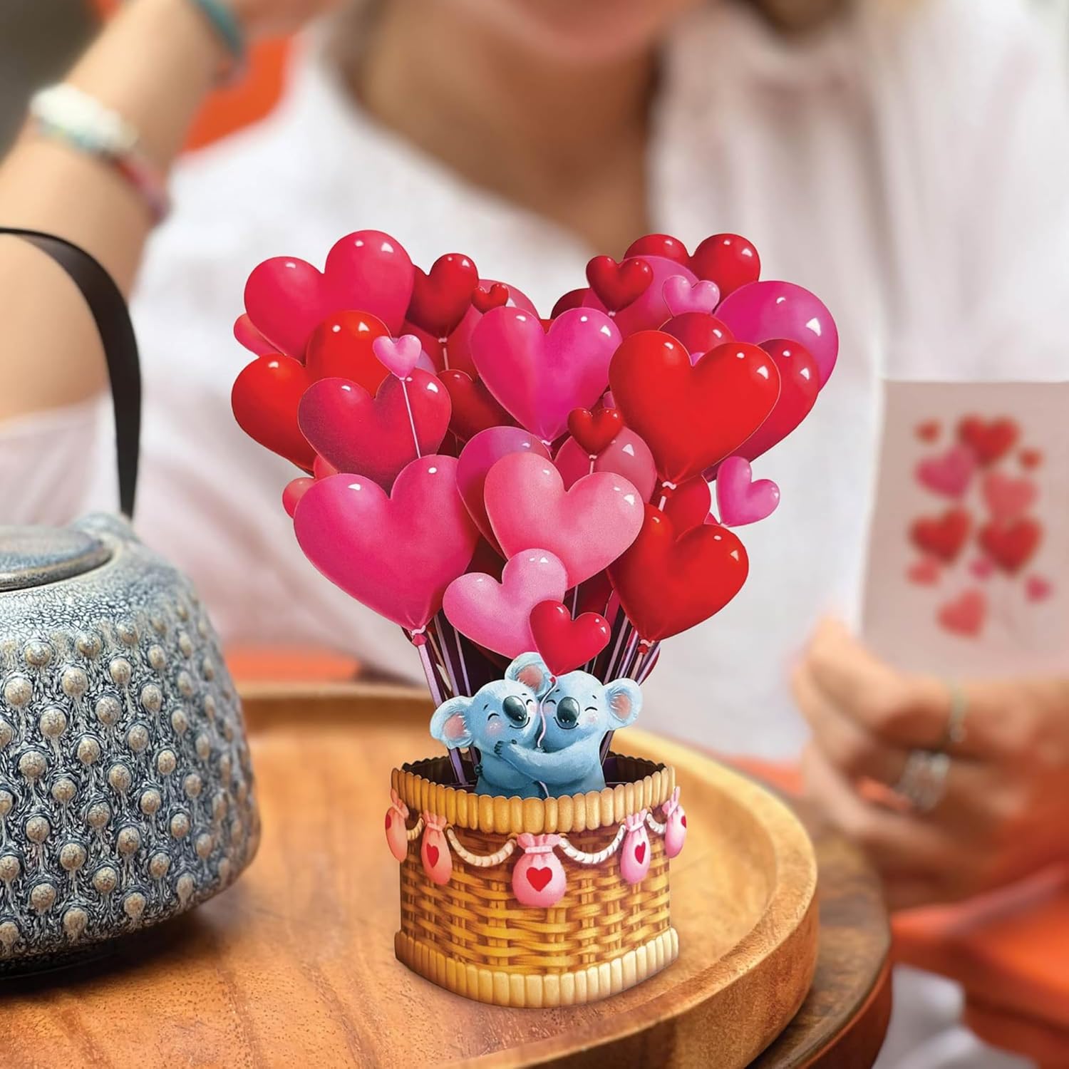 Pop Up Cards, Mini Heart Balloons, 6 Inch Mini Sized 3D Popup Greeting Cards, Valentine'S Day, Anniversary Card, Blank Notecard & Envelope
