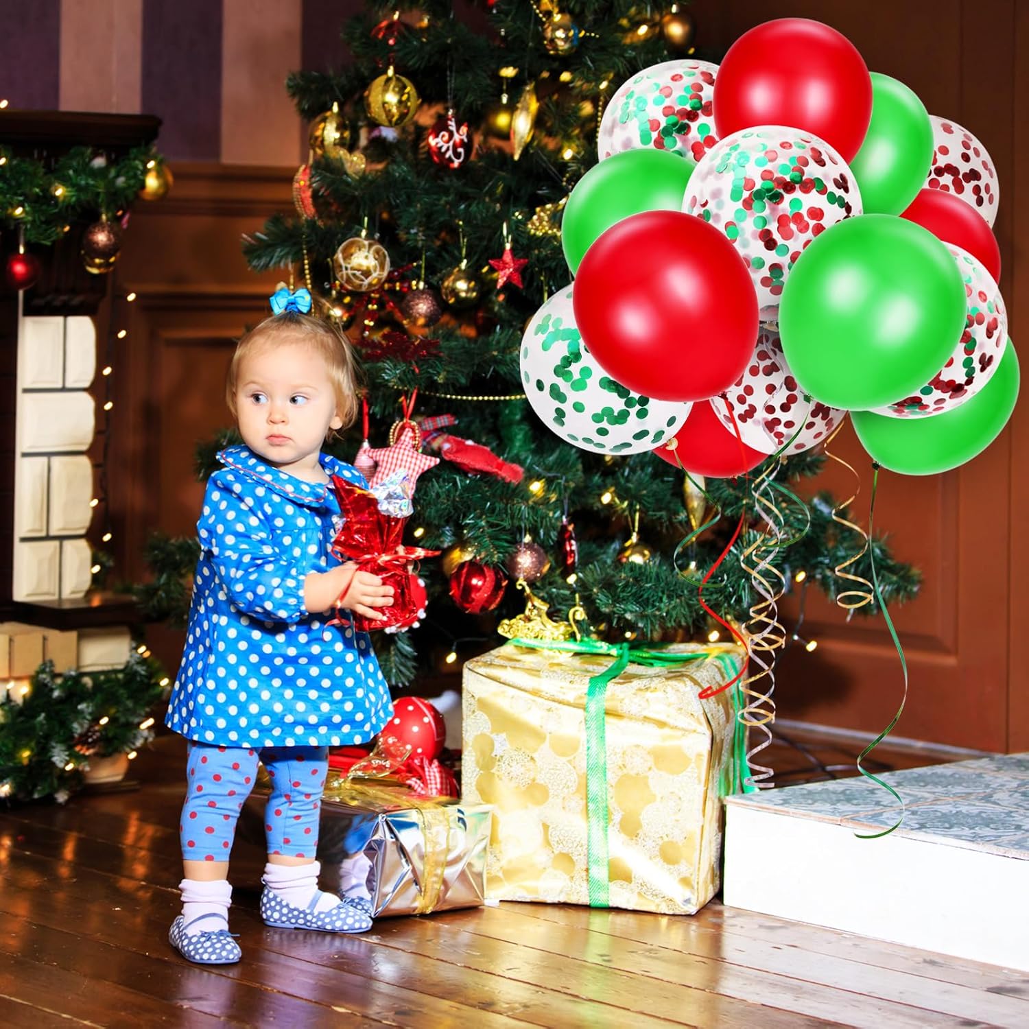 80 Piece Red And Green Confetti Balloons Christmas Party Decorations12 Inch For Christmas Birthday Party Arch Decorations Supplies