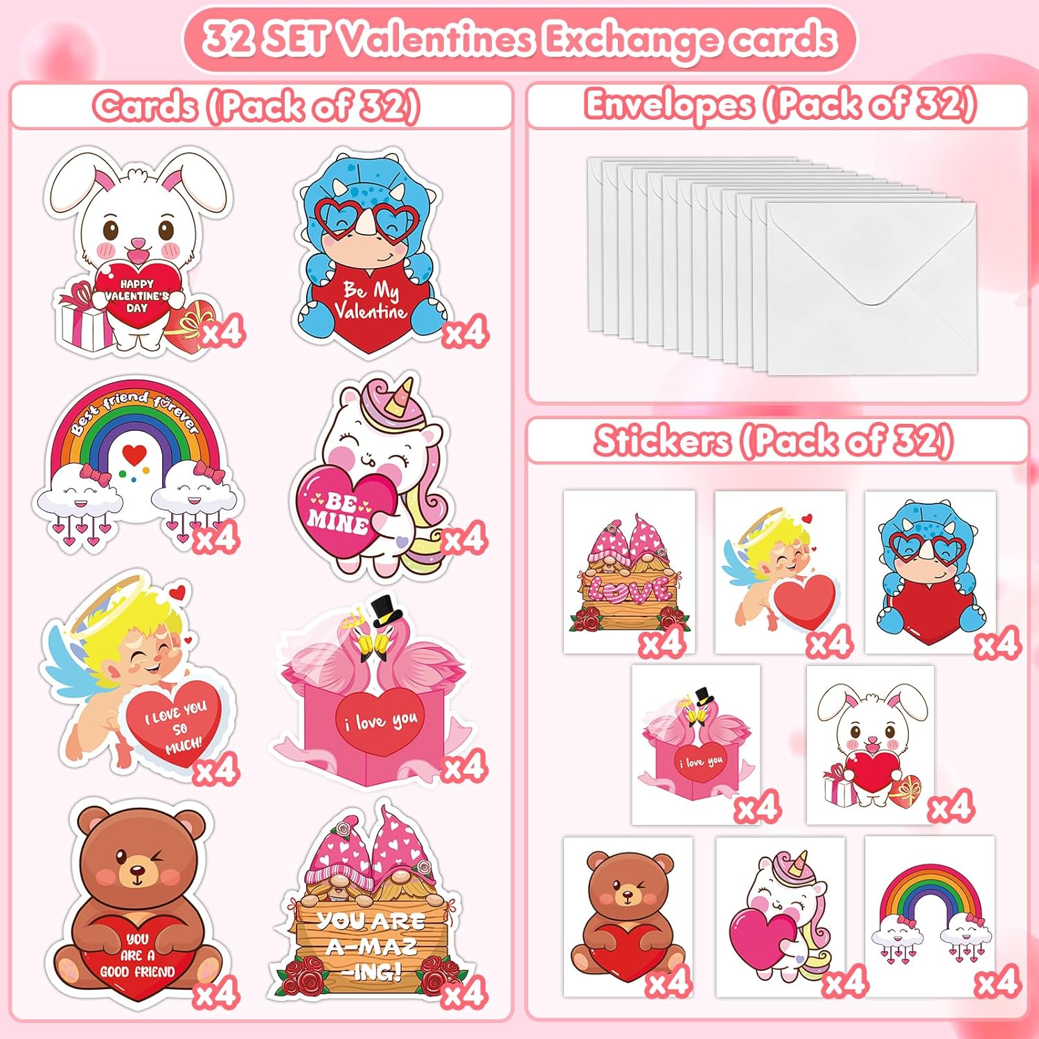 32 Pack Valentines Card For Kids Classroom, Classic Valentines Cards With Tattoos Envelopes, Happy Valentine Cards For Kids School, Party Exchange Favors Gifts For Boys Girls