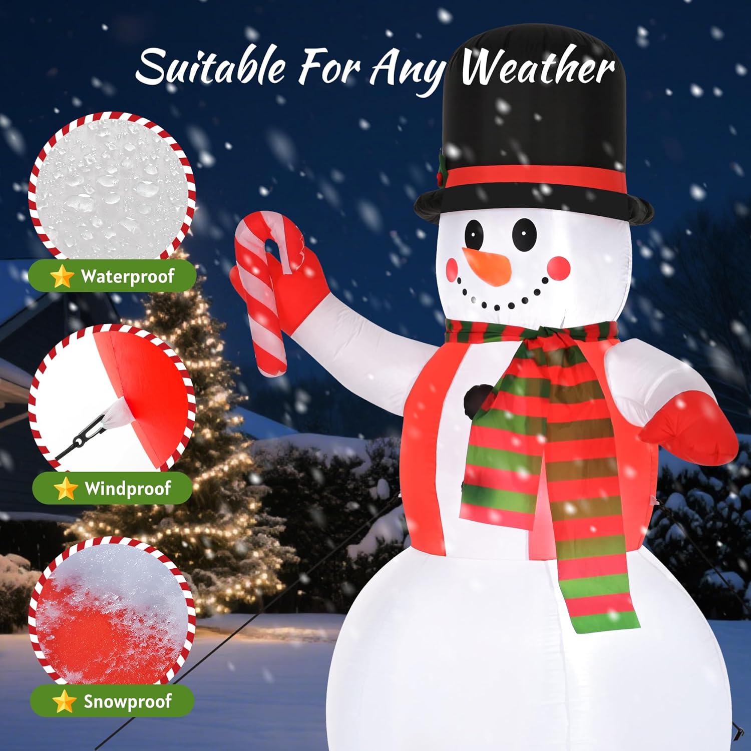8 Ft Christmas Inflatables Yard Decorations Snowman Outdoor, Giant Christmas Blow Ups Outdoor Decor Waterproof With Buil