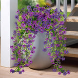 Artificial Hanging Flowers For Outdoors, 2Pcs Faux Silk Daisy Outdoor Flowers Uv Resistant Fake Hanging Plant For Outside Planter Porch Patio Yard Garden Wedding Home Decorations (Double Purple)