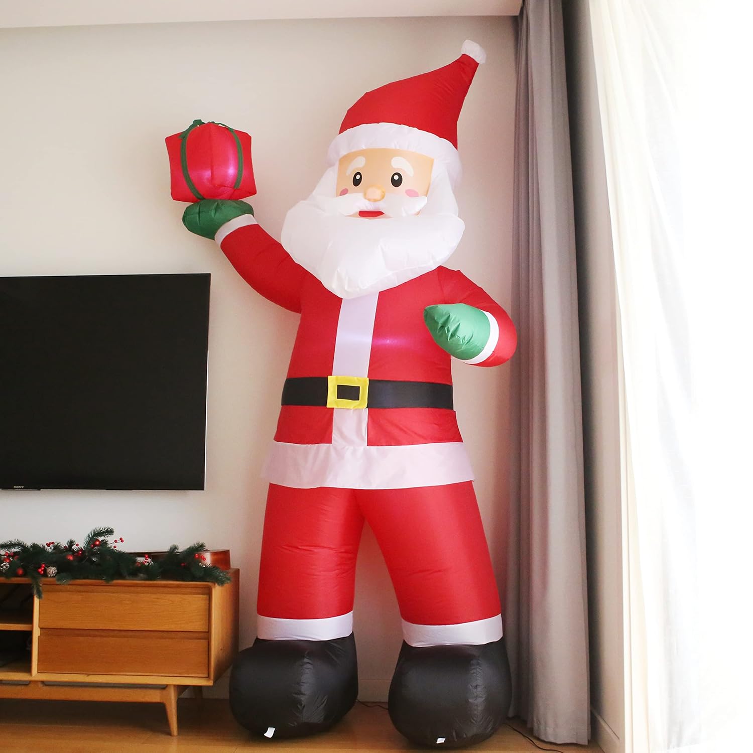 Christmas Inflatable Santa Claus 8 Ft, Giant Christmas Inflatables Outdoor Decoration Blow Up, Build-In Led Lighted Sant