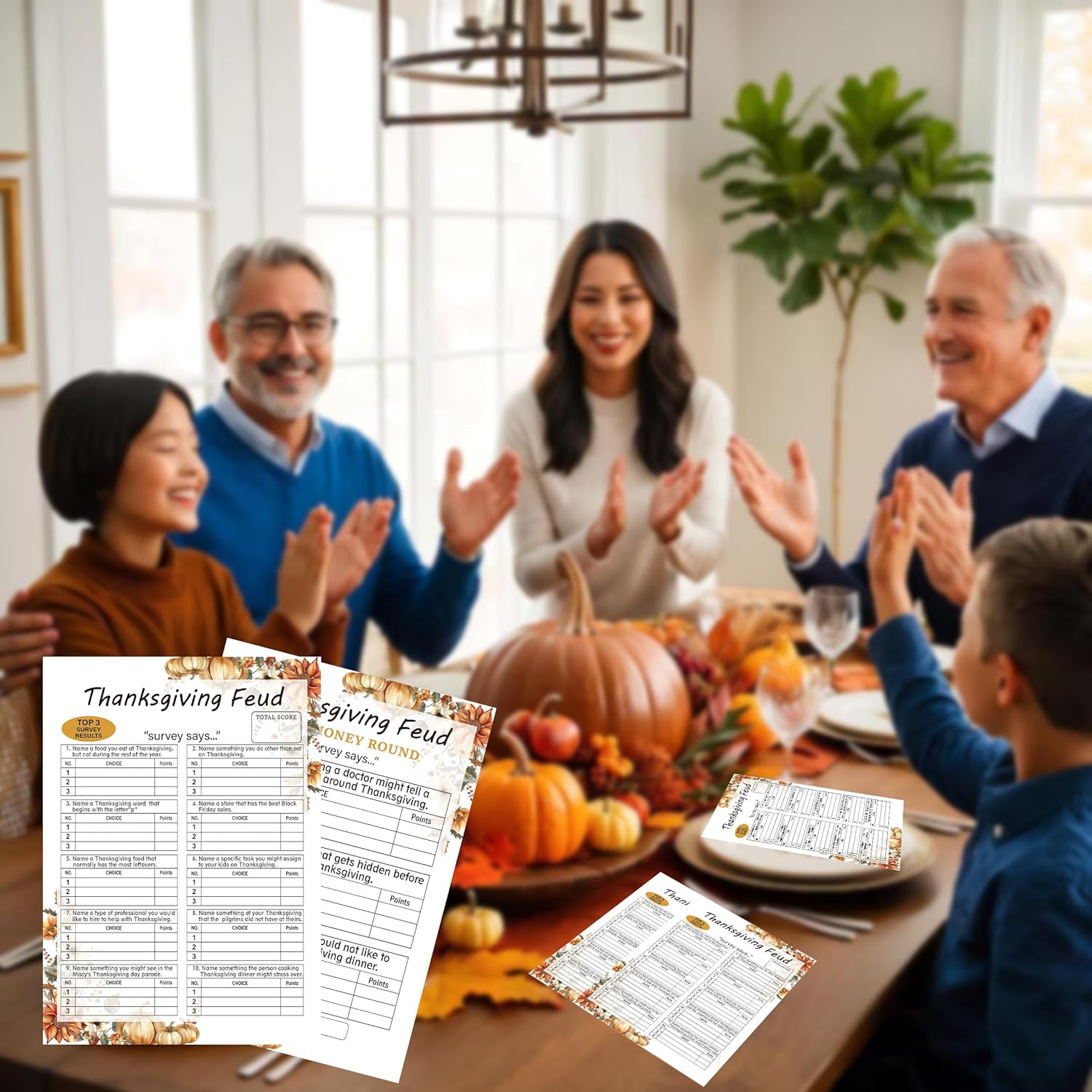 Thanksgiving Feud Quiz, Thanksgiving Trivia Games For Family, Fun Thanksgiving Feud Questions, Holiday Party Games, Thanksgiving Decorations(Gexzsc02)