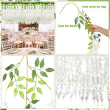 108 Pack 43.2 In/ 3.6 Ft Artificial Fake Wisteria Hanging Flowers Wisteria Faux Flowers Garland Silk Vine Rattan Long Hanging Flowers String For Home Outdoor Wedding Party(Milky)