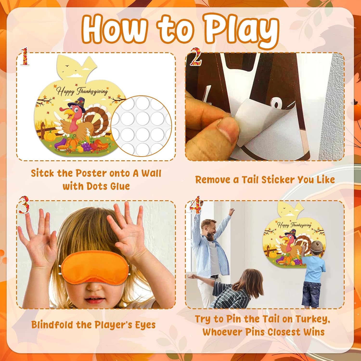 Thanksgiving Pin The Tail On Turkey Game Family Fun Thanksgiving Activity Poster Fall Thanks Giving Party Activities Favor Friendsgiving Games With 24 Turkey Tail Stickers