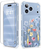 Floral Clear Slim Case for iPhone 18 Pro Max and iPhone 17 Pro Max Protective Women Phone Cover