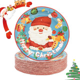 50Pcs Merry Christmas Paper Plates - 7Inch Blue Dessert Plates For Cake Fruit Salad Pizza Disposable Decoration Supplies For Christmas Birthday Wedding Party