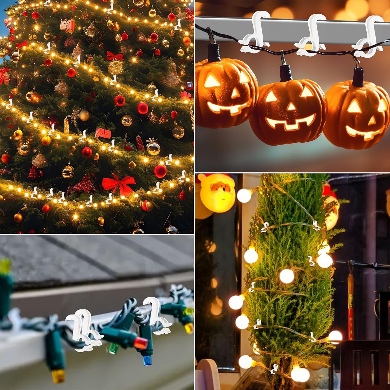 Holiday Light Clips,150 Pcs Holiday Light Clips Outdoor Lights Hooks For Christmas Party Light Strings Outdoor Hang Gutter Hooks Halloween Decoration?C?
