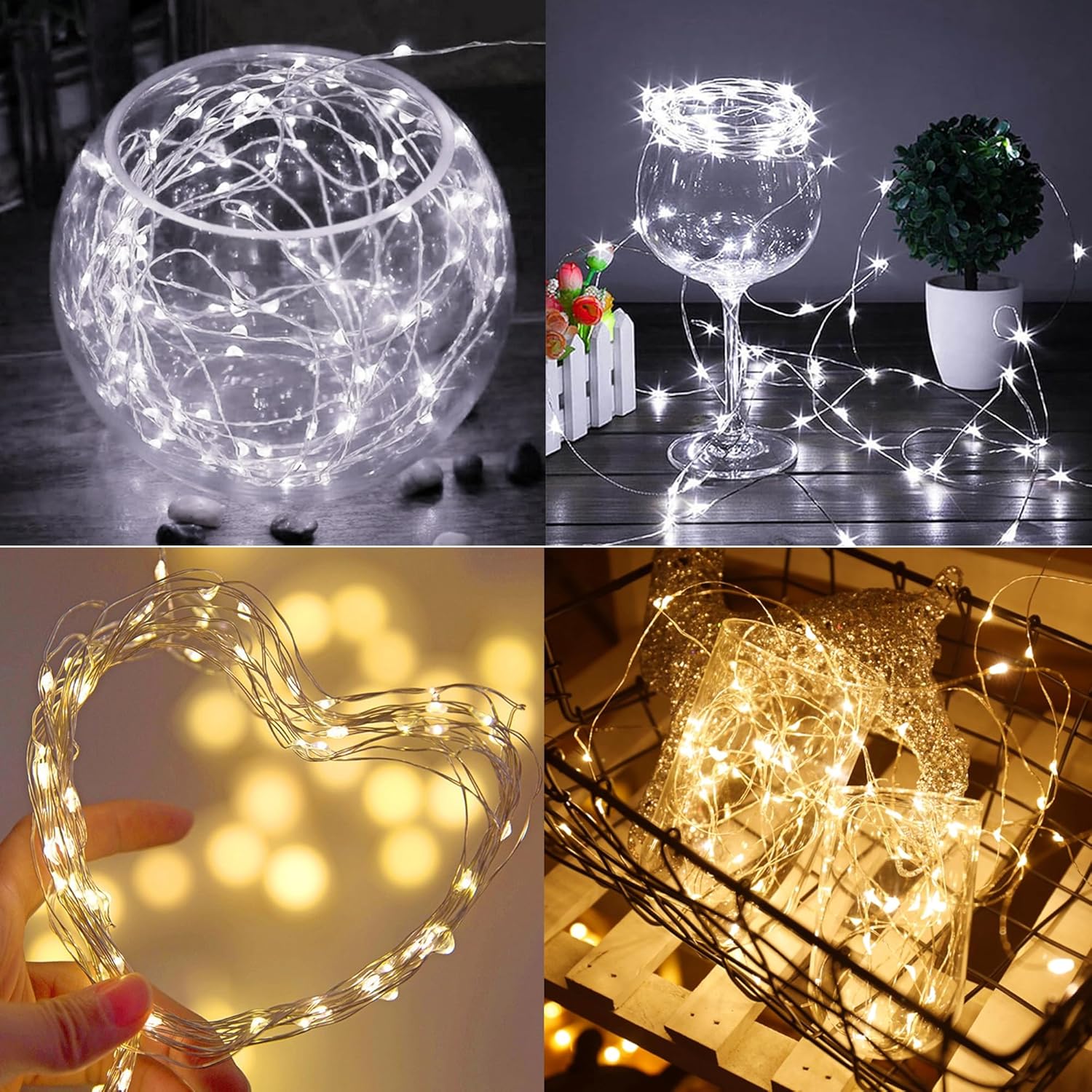 12 Pack Fairy Lights Battery Operated (Included), 7 Ft 20 Led Mini String Lights, Waterproof Silver Wire Firefly Starry