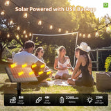 54FT Solar String Lights Waterproof with USB Charging Remote Dimmable Patio Lights