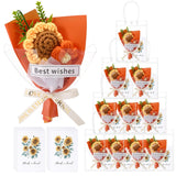 Valentines Day Crochet Bouquet For Mom Lady Women Handmade Knitted Artificial Flowers Party Decorations A Bunch Of Love Cards In Gift Bags For Weeding Baby Shower Favor(10 Sets,Sunflower)