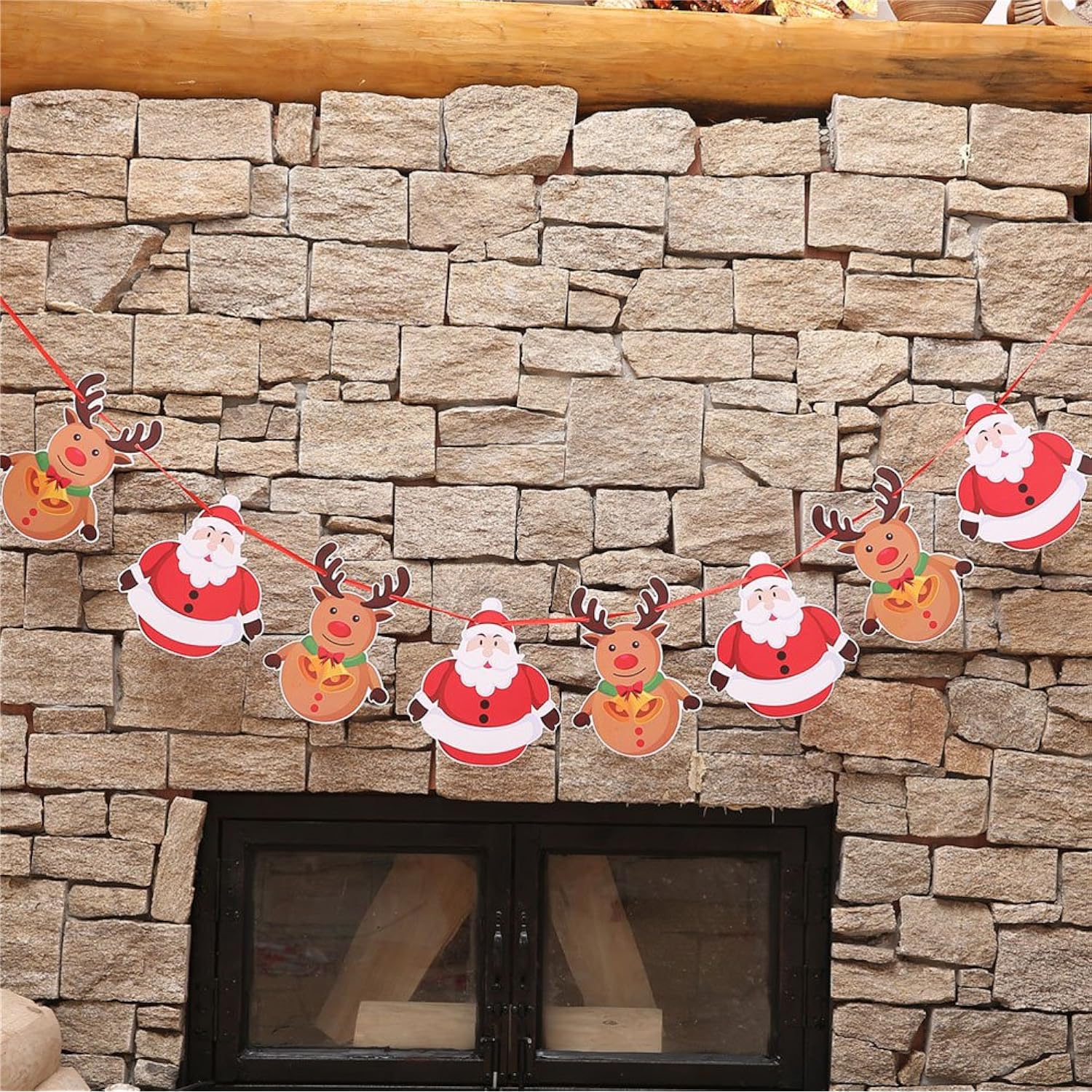 Christmas Banners Flags Hanging Bunting Garland 4 Pcs Paper Christmas Door Wall Window Hanging Decoration Ornaments Home Office Hotel Party Scene Decoration Supplies