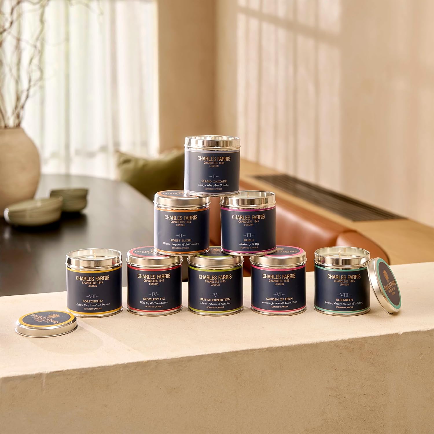 Luxury Scented Candle – Tin, Hand-Poured, Long Lasting, Clean Burning, 300G / 10.5Oz, Burns For Up To 40 Hours, Made In England – Wild Fig & Green Accords – Redolent Fig