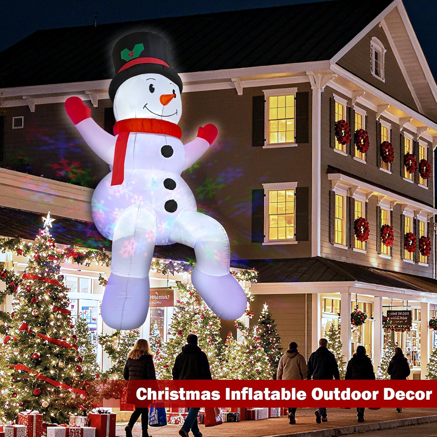 Rotating Snowflake Lights 8 Ft Giant Christmas Inflatables Snowman With Built-In Led Lights Christmas Decorations Outdoo