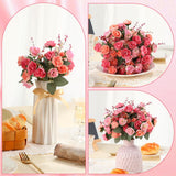 16 Pcs Rose Artificial Flowers Fake Flowers Bouquet 21 Heads Silk Faux Floral Bundles With Stem For Home Bridal Wedding Arrangements Table Centerpieces Party Decor (Pink)