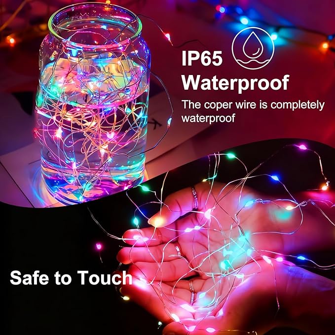 12 Pack Fairy Lights Battery Operated 7FT 20 LED Twinkle String Lights Waterproof Silver Wire Firefly Lights with 3 Lighting Modes for Mason Jars Wedding Party Holiday Decor