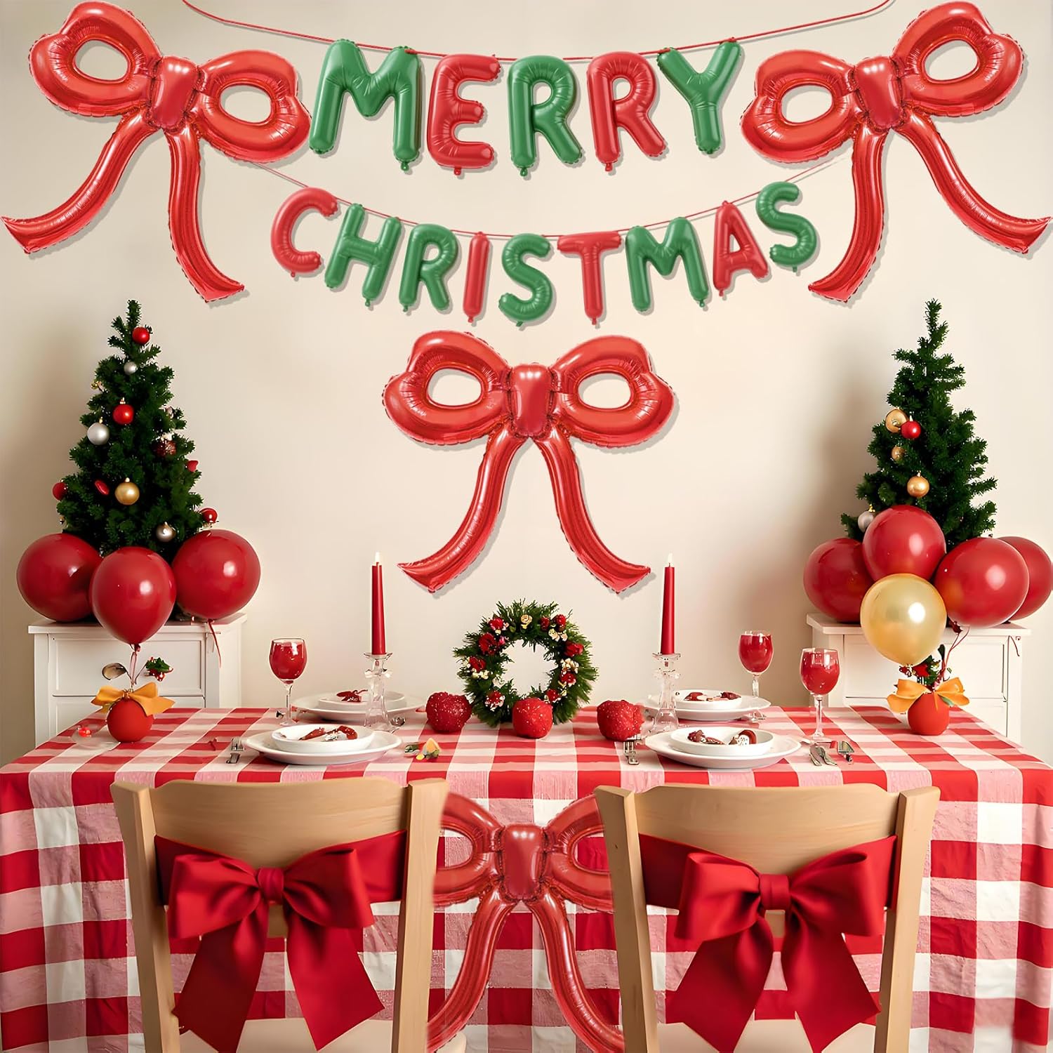 4 Pcs Red Bow Balloons Bow Party Decorations For Girl Women Red Bow Birthday Decorations Giant Foil Balloon For Baby Shower Engagement Wedding Christmas Decor Bachelorette Party Supplies