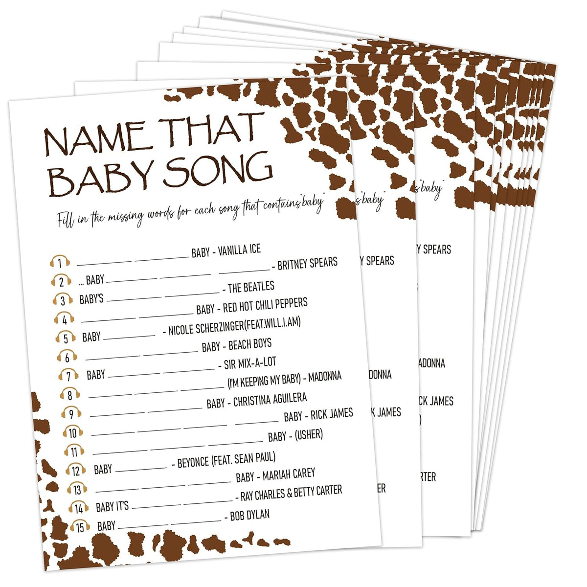 Baby Shower Games - Name That Baby Song Game For 30 Guests With Cards, Gender Reveal Game, Cowboy Party Supplies (21)