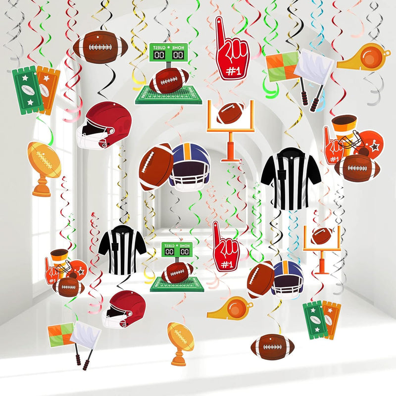 36 Pcs Football Hanging Swirl Sports Party Decorations Football Ceilin