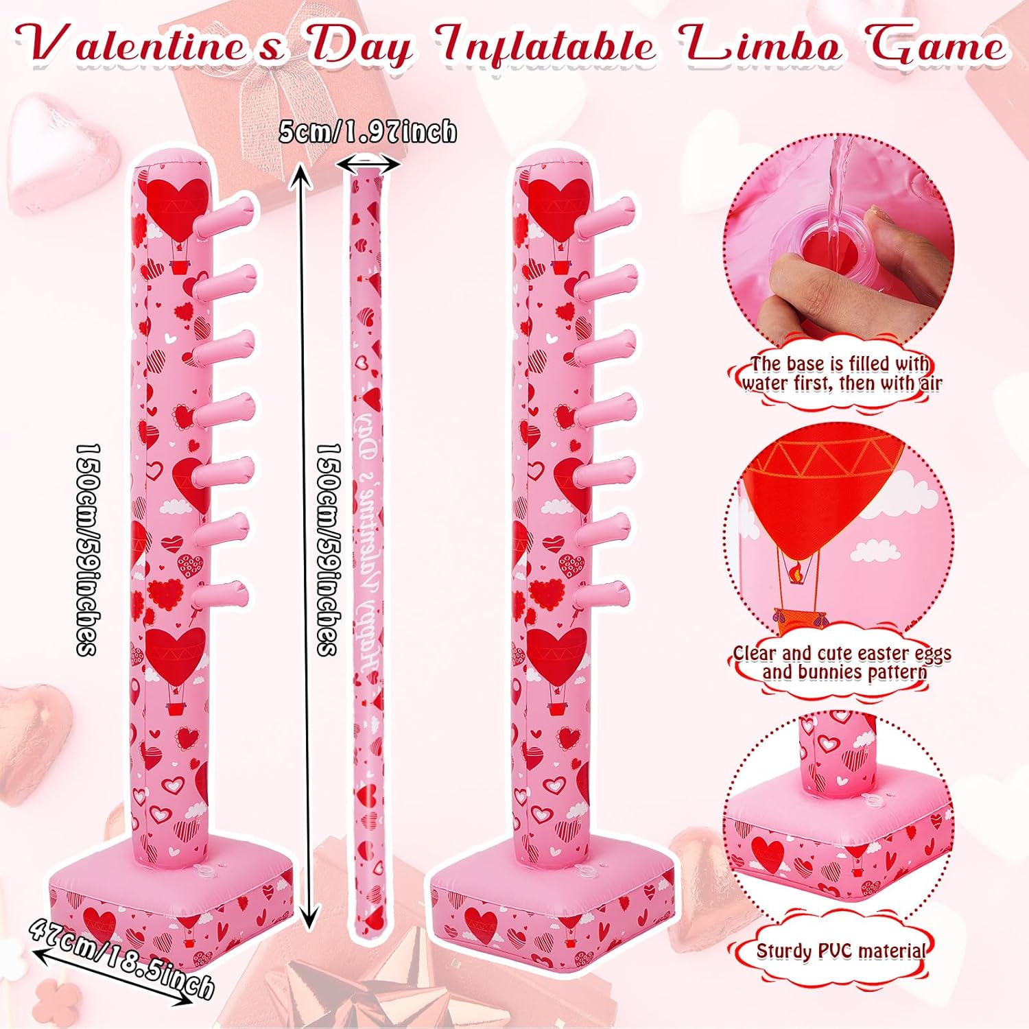 Valentines Inflatable Limbo Game For Adults - Valentine'S Day Party Decoration And Carnival Fun For Outdoor Supplies