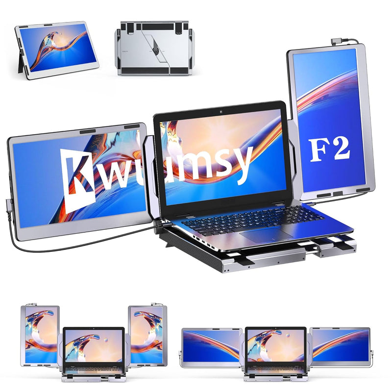 Kwumsy Triple Laptop Monitor Extender – 360° Rotation F2 Portable Laptop Scree