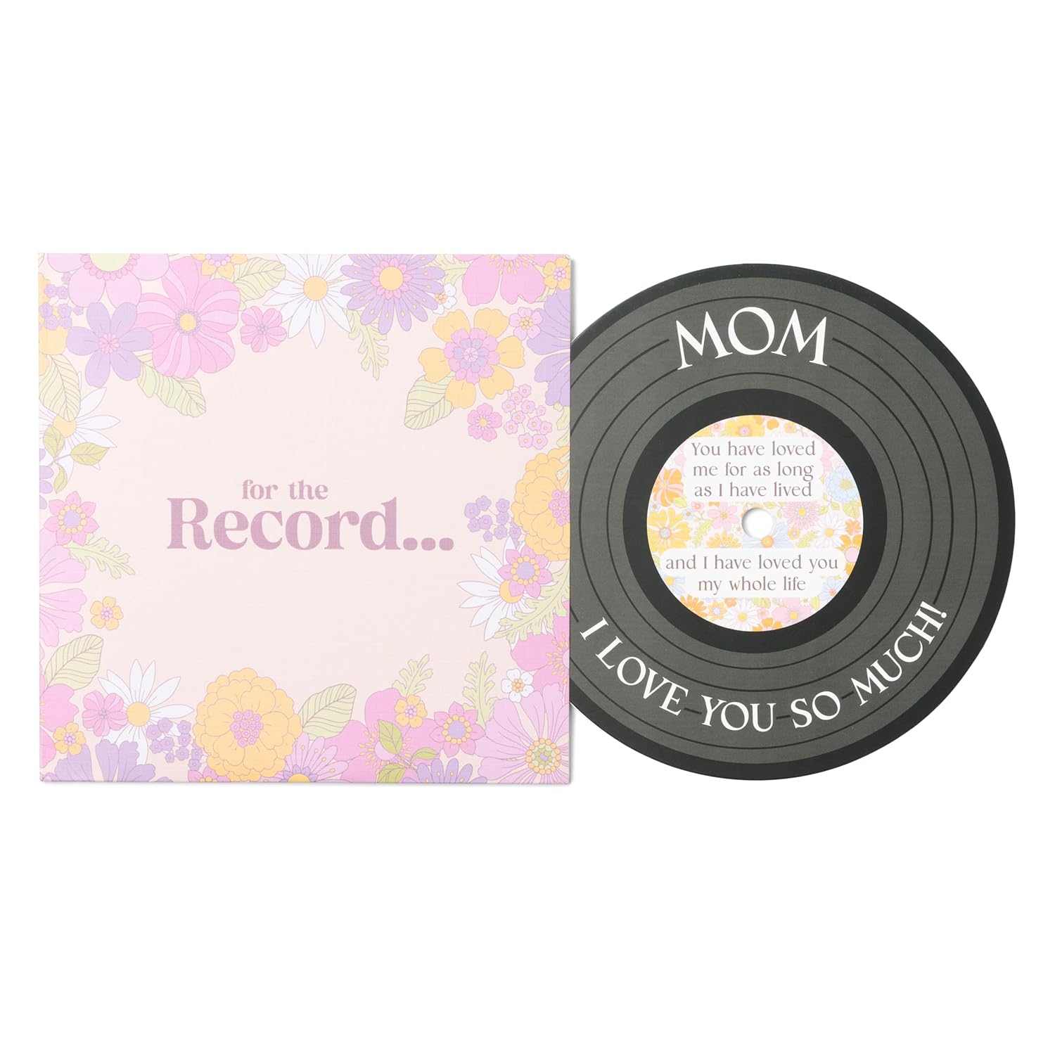 Mom Birthday Card | “For The Record” Vinyl-Inspired Card | Mothers Day Card From Daughter Or Son | Perfect Pairing With Valentines Day, Birthday, Or Mothers Day Gifts For Women