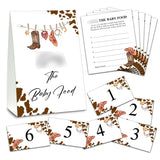 Find The Baby Food Party Games, Cowboy Baby Shower Game Set (1 Standing Sign + 20 Answer Cards + 6 Number Cards), Rustic Country Western Name The Baby Food Game, Baby Shower Favors Decorations(16)