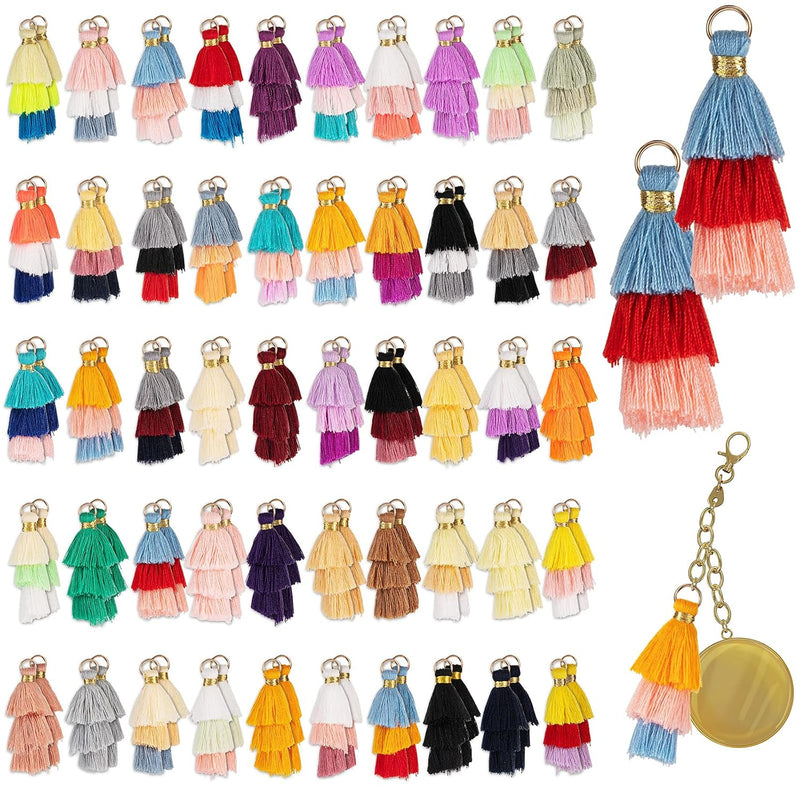 100 Pieces Tiny Tri Layered Keychain Tassels Mini Tassels For Craft Jewelry Ma