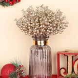 36Pcs Christmas Glitter Berries Stems, 9.5 Inch Artificial Christmas Tree Picks For Christmas Tree Decorations Ornaments Diy Crafts Vases Holiday Wedding Home Xmas Decor(Champagne)