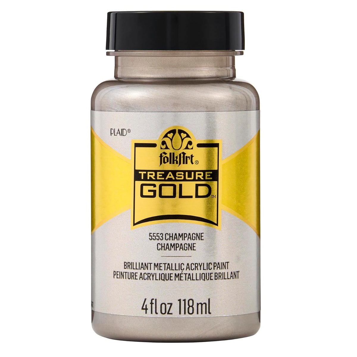 FolkArt Treasure Gold Acrylic Craft Paint, Champagne 4 fl oz Premium Metallic Finish Paint, Perfect for Easy to Apply DIY Arts and Crafts, 5553