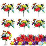 6 Pcs Hawaiian Flower Centerpieces For Tables,Tropical Flowers Artificial,Fake Hibiscus Flowers Bouquet, For Luau Summer Themed Party Birthday Home Wedding Office Garden Decoration Supplies