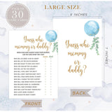Blue Balloon Guess Who Mommy Or Daddy Game, Pack Of 30 Cards, Baby Shower Game, Gender Neutral Boy Or Girl, Fun Baby Activity - Gn47