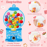 48 Set Valentines Day Gumball Machine Candy Holder Greeting Card, Funny Exchange Card Bulk With Treat Bag For Kids Classroom Activities, Diy Exchange Gift For Boy Girl Valentines Party Favors