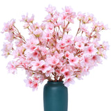 6Pcs Artificial Cherry Blossom Branches Decor Fake Flowers Silk Spring Faux Flowers 16" Peach Bouquet For Home Wedding Bedroom Japanese Decoration Diy Table Centerpiece Arrangement(Pink)