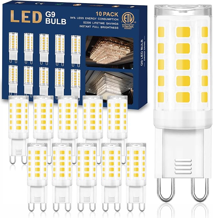 10 Pack G9 LED Bulbs 4W 4000K Natural Light 40W Equivalent 400LM Non Dimmable