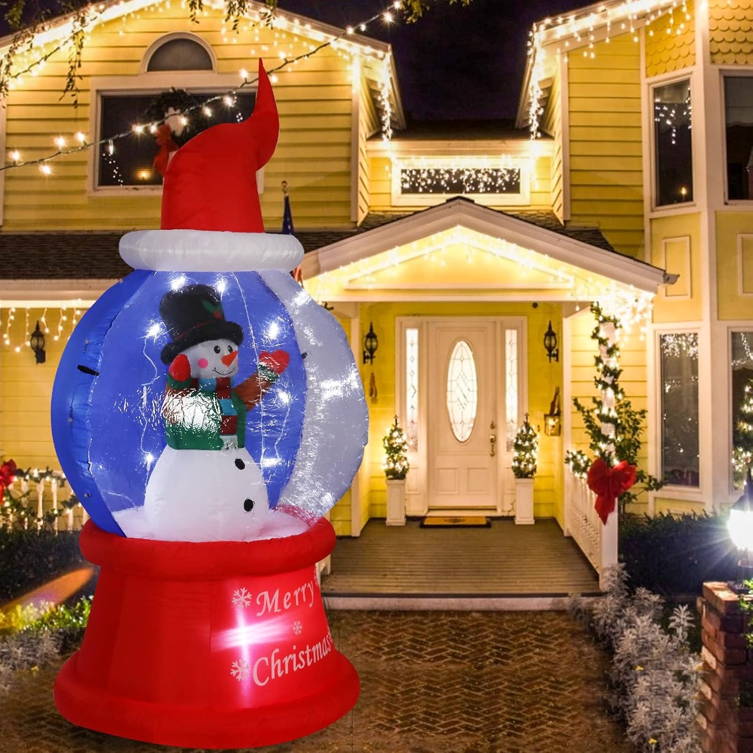 Christmas Inflatables Snow Globe - 7.5Ft Blow Up Christmas Snowglobe With Led Lighted Yard Decorations For Indoor Outdoo