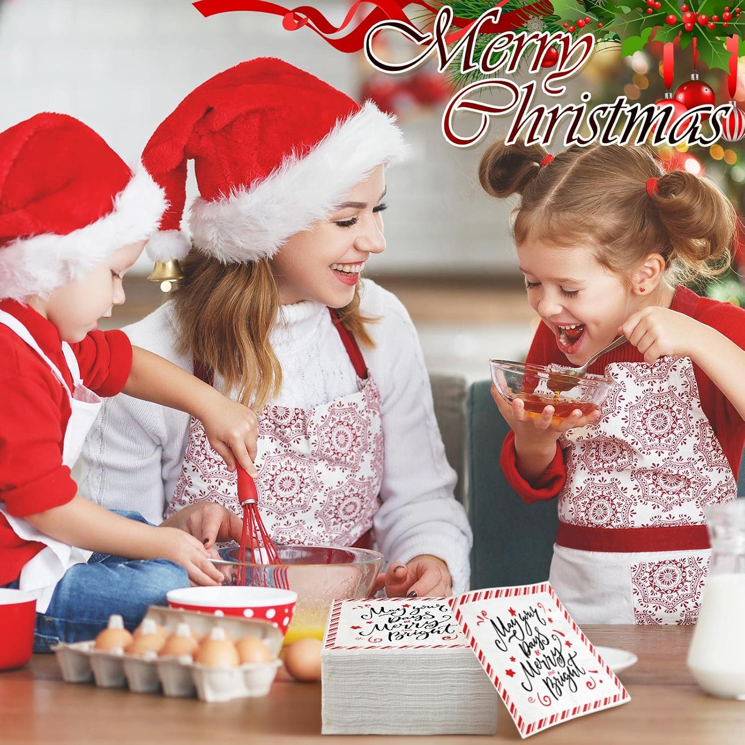 200 Pieces Christmas Disposable Paper Napkins Christmas Napkins Paper Disposable Napkins For Christmas Party Paper Napkins Decorative Paper Napkin For Party Dinner Lunch Holidays