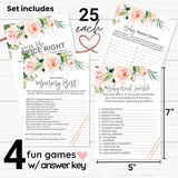 Graceful Floral Baby Shower Games For Girls - 25 Activities Bundle - Word Scramble, Guess The Price, Baby Name Race & Who Knows Mommy Best - Rustic Pink Greenery Theme, Double-Sided 5X7 Cards