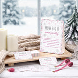 54 Pcs Winter Snowflake Baby Shower Games Pink Snowflake Measure Belly Bump Party Game Include How Big Is Mommy'S Belly Sign 50 Guessing Cards 3 Measuring Tapes For Winter Baby Shower Party