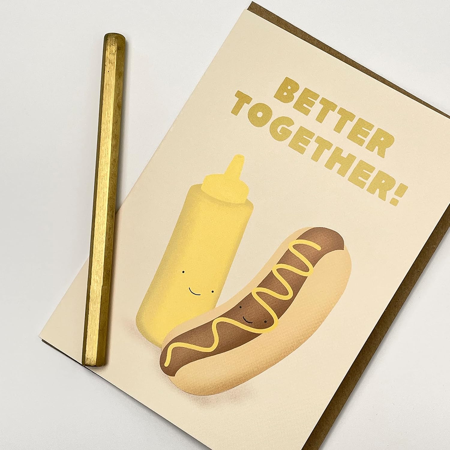 Old English Co. Cute 'Better Together' Mustard And Hotdog Valentine'S Day & Anniversary Card For Him Her - Fun Friendship Card For Bestie | Blank Envelope
