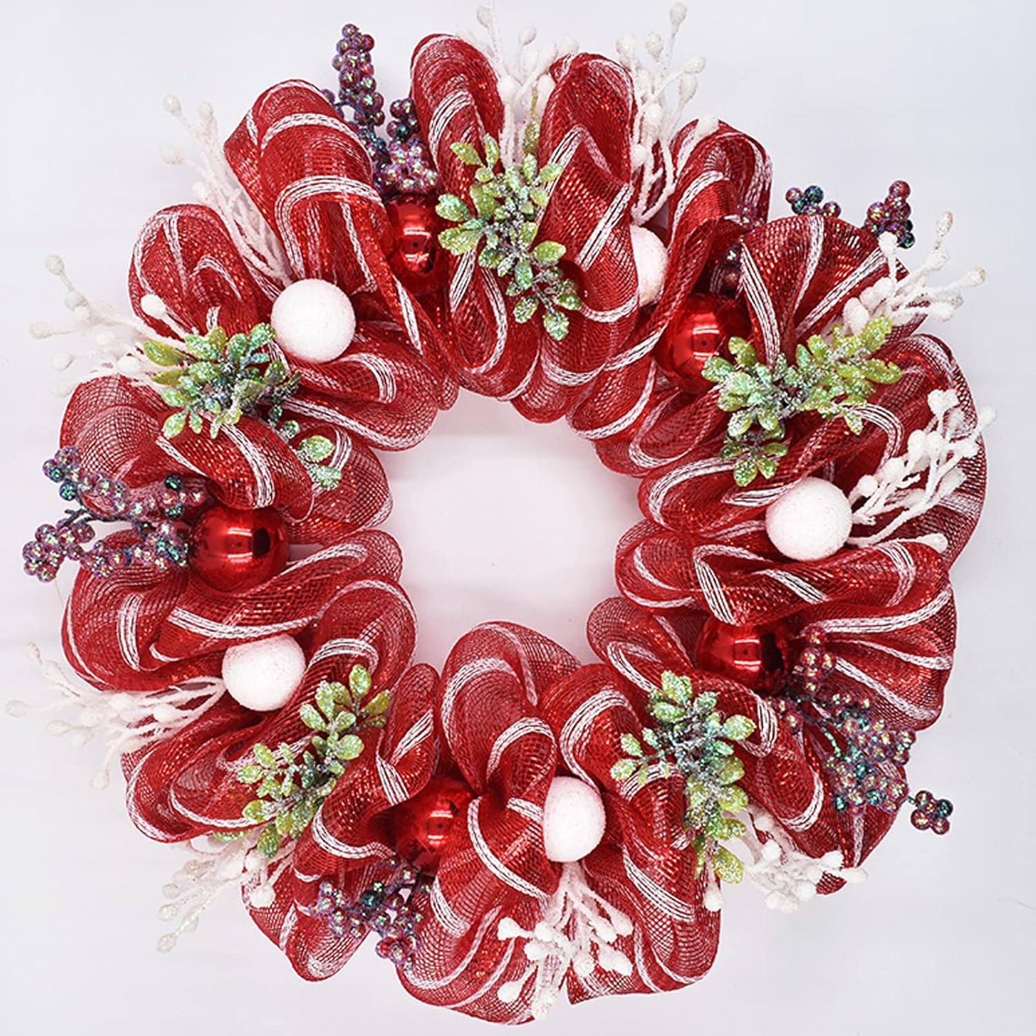 4 Roll Christmas Poly Mesh Ribbon, Red White Green Wired Edge Ribbon 10 Inch X 30 Feet Poly Deco Mesh Ribbon For Christmas Holiday Craft Wreaths Decorating