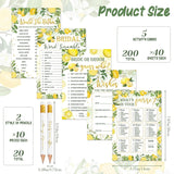 220 Pieces Lemon Bridal Shower Game Set - Bridal Shower Game Favors Wedding Cards Eucalyptus And Pencils Activity Accessories For Bride Groom Bachelorette Party Wedding Supplies
