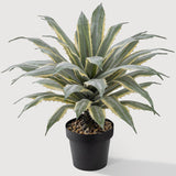 32 Inch Tall Large Faux Agave Plant With Two-Tone Sawtooth Edged Leaves; Planted In Black Pot With Real Stone Pebbles. Large Artificial Plants Indoor And Outdoor.