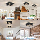 2 Pack Black Flush Mount Ceiling Light Fixtures 2 Light Square Farmhouse Ceiling Lights