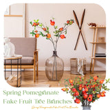 10 Pcs 31.5'' Artificial Pomegranate Branches Tall Faux Pomegranate Flower Stem Fake Berries Branches For Wedding Home Vase Party Decorations(Orange)