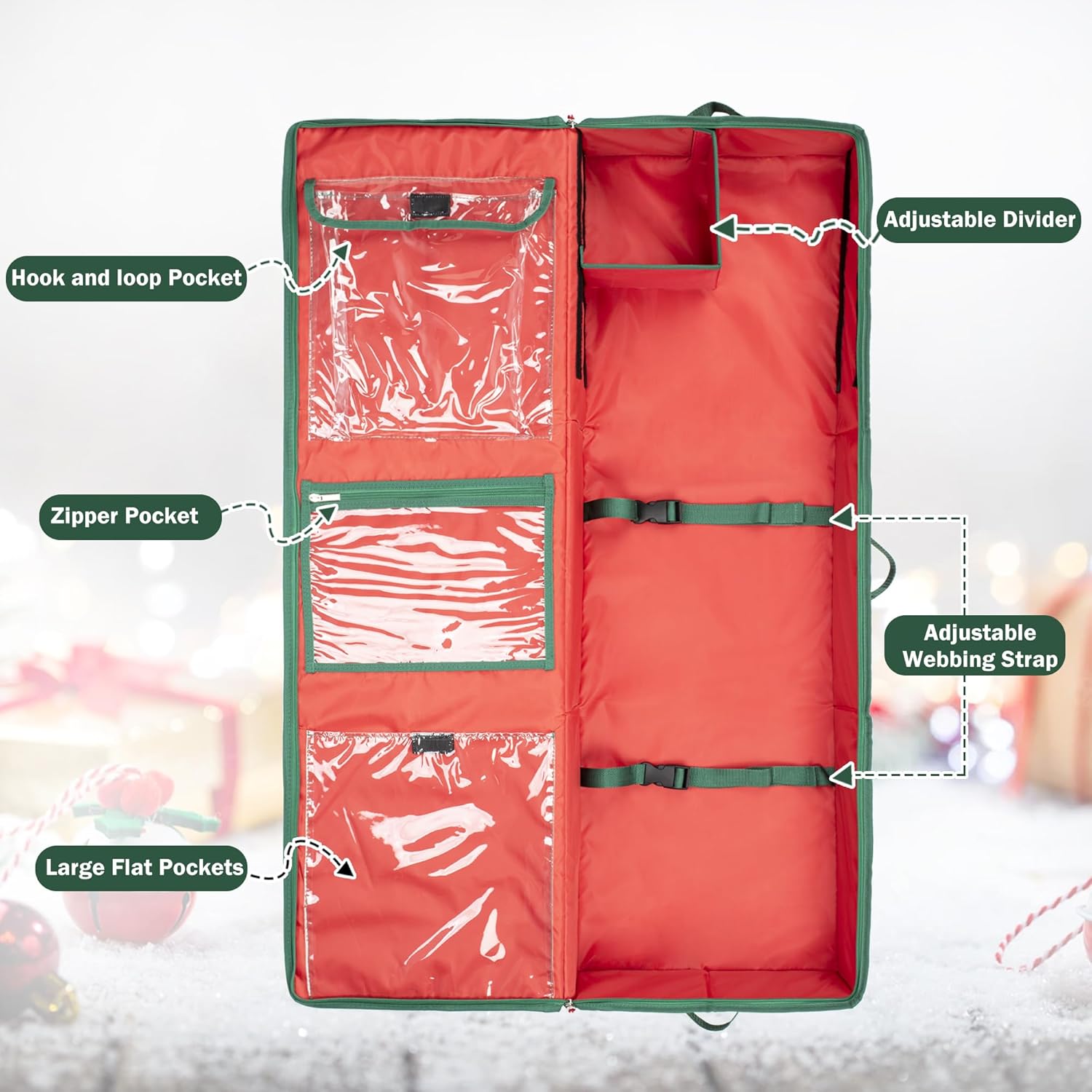 Wrapping Paper Organizer Storage For Christmas Gifts Wrapping Pape, Fits Ribbon, Ornaments, Holiday Accessories, 40"