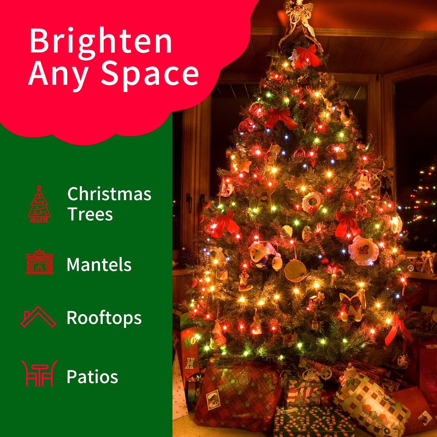 Ultra-Bright Connects End To End Multi Christmas Mini Lights 100L 19.6Ft Ul Listed Incandescent Bulb String Light Set Fo