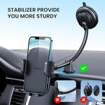 Long Arm Car Phone Holder with Anti-Shake Stabilizer for Dashboard/Windshield